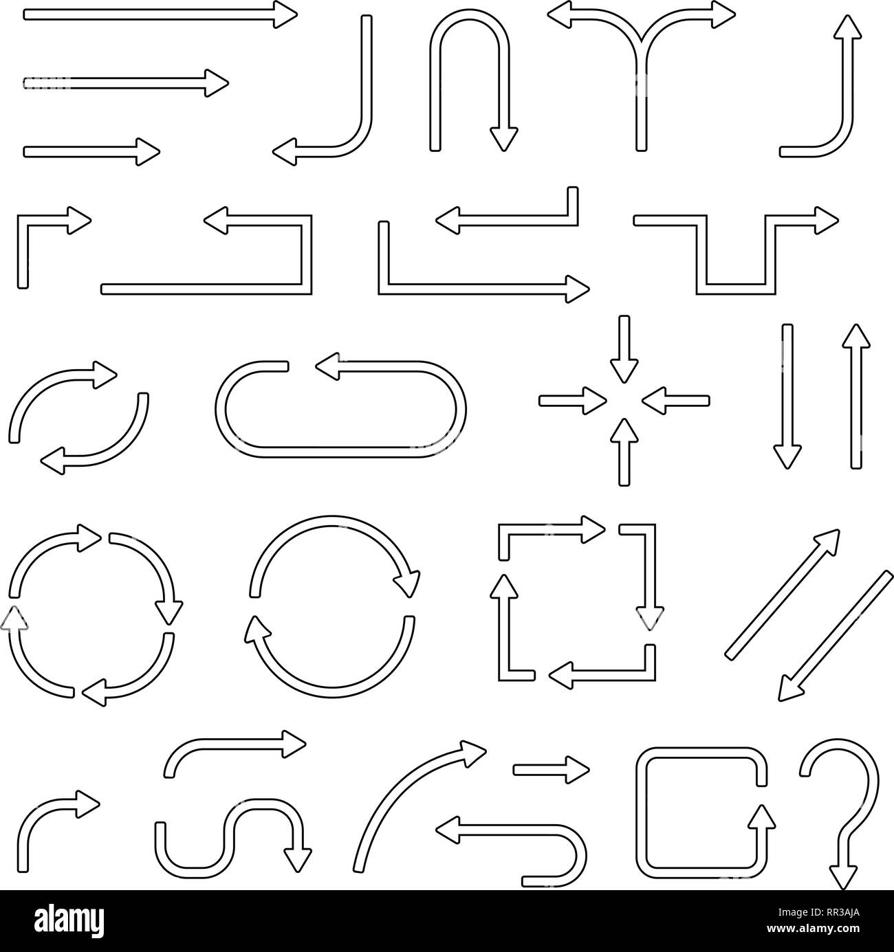 Pfeile. Hohl Umrisse Symbole Stock Vektor