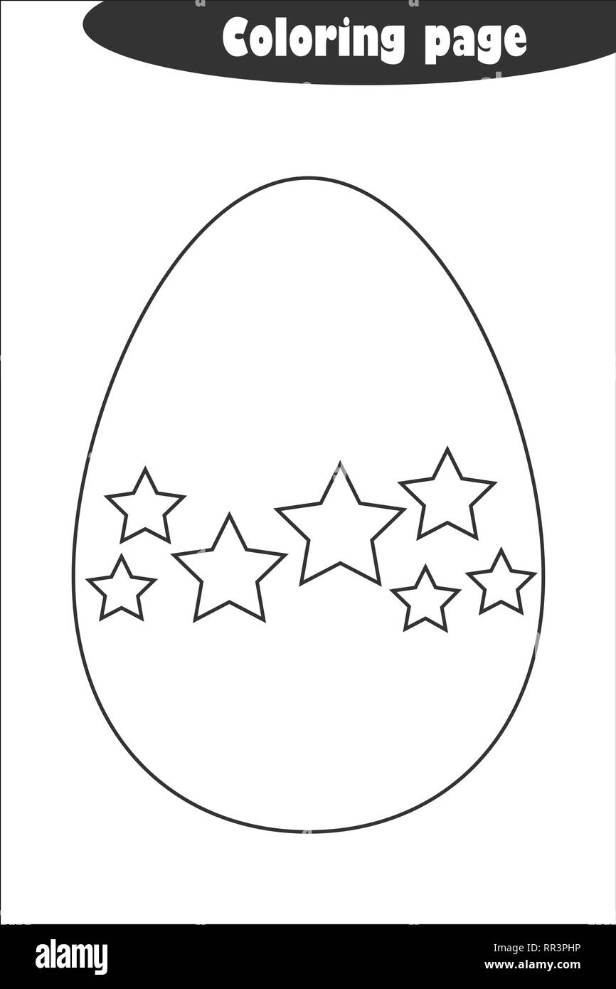 Dekoration Ei mit Sterne im Comic-stil, Färbung, Ostern Bildung Papier Spiel für die Entwicklung der Kinder, Kinder im Vorschulalter Aktivität, Drucken Stock Vektor