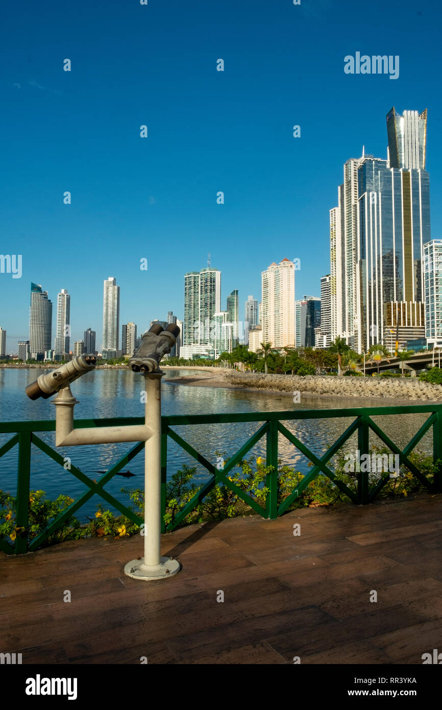 Skyline, Cinta Costera, Küsten Beltway, Panama, Mittelamerika Stockfoto