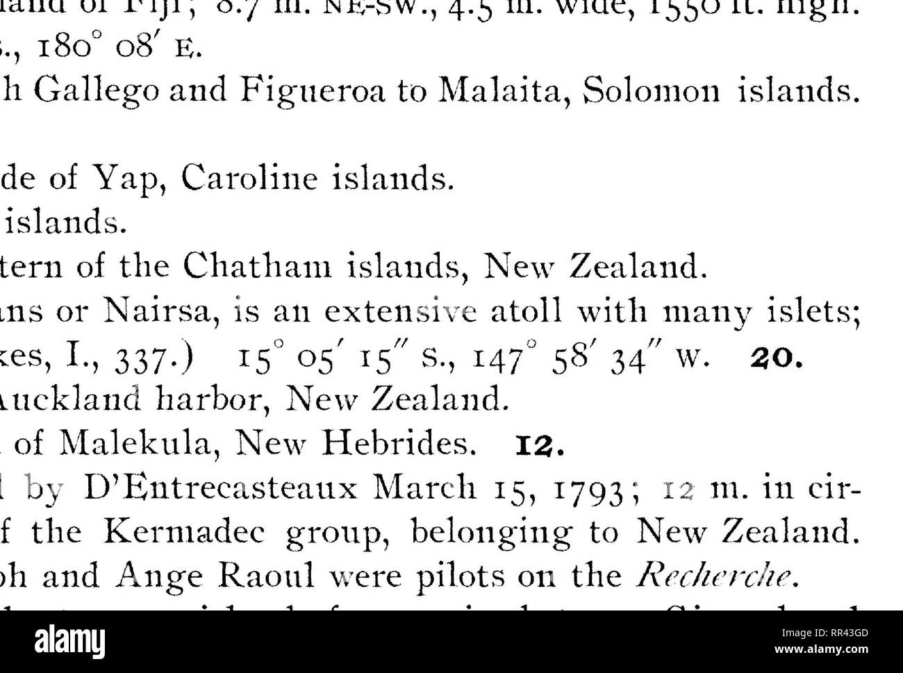 . Memoiren der Bernice Pauahi Bishop Museum der Polynesischen Ethnologie und Naturgeschichte. Natural History; Ethnologie. 136 INDEX ZU DEN PAZIFISCHEN INSELN. alten inliabitants. Rapanui wurde durch Beecliey 1825 Befragten, ^^d von H. M. S. Topaze im November 1868. Für das Konto siehe Embrague Hidrografico de la Marina de Chilly 1881^ S. 164-190., Santiago.; Tour dti Monde^ XXXVI., 225. Das beste Konto durch W. J. Thompson, US Marine, die in dem Bericht der U, S, Nat, Museum^ 1889, S. 447. Von dieser die Karte kopiert. 27° 08.log", "25" w. RapUtata oder Welle, auch Sanaroa, der D' Stockfoto
