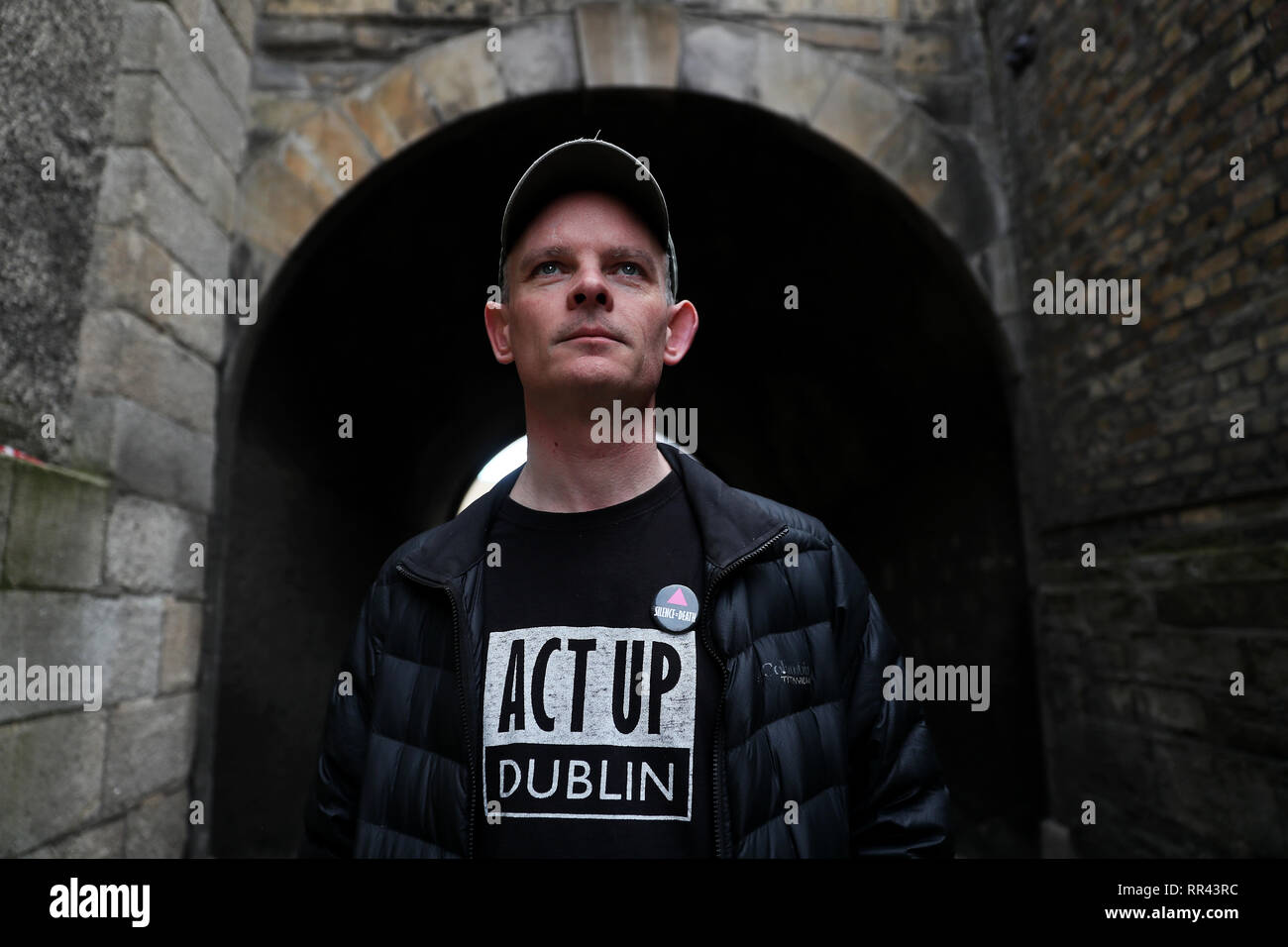 Noel Donnellon, von ACT UP Dublin, im Stadtzentrum von Dublin als Mitkämpfer sagen, dass die neuen HIV-Diagnosen Preise in Irland Krise Punkt erreicht haben. Stockfoto