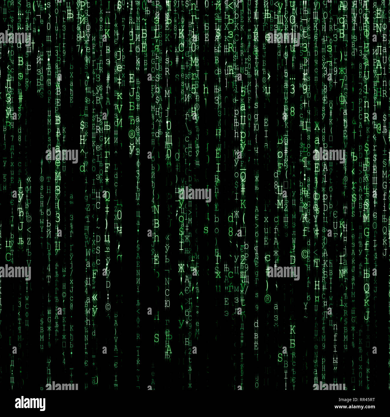 Green matrix Hintergrund am Computer generiert Stockfoto