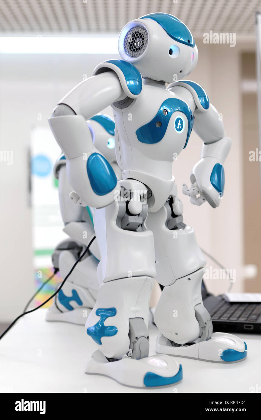 St. Petersburg, Russland - 18. Februar 2019: Programmierbare humanoide  Roboter NAQ auf der Ausstellung zum 120. Geburtstag von Peter dem Großen  Heiligen gewidmet Stockfotografie - Alamy
