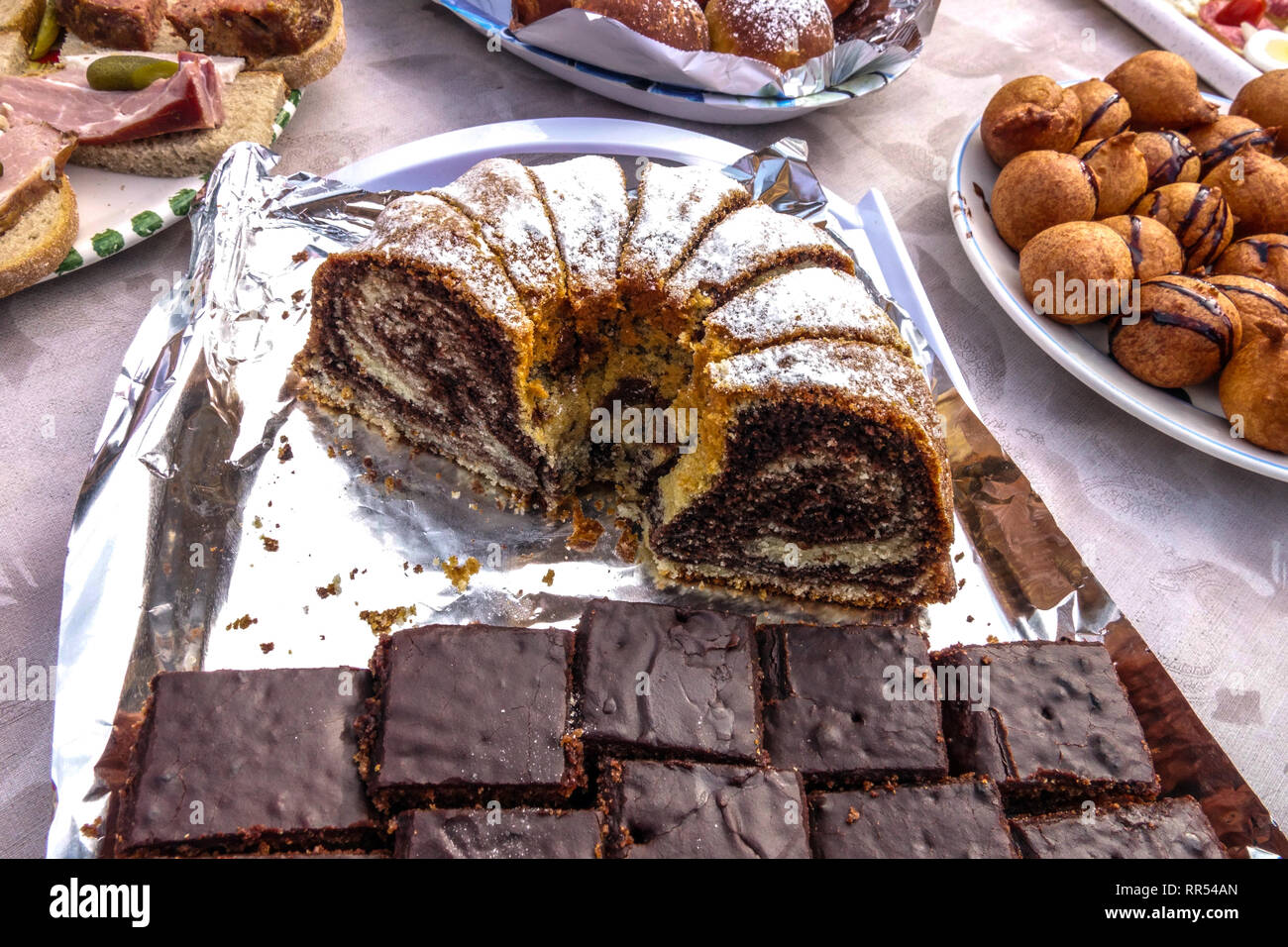 Tschechische Küche, Kuchen bereit für Karneval Teilnehmer, Tschechische Karneval - masopust in ländlichen Dorf Stockfoto