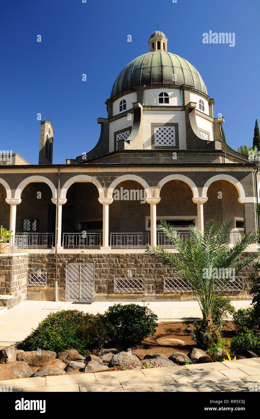 Christliche Kirche der Seligpreisungen auf dem Berg der Seligpreisungen. Im Norden Israels. Stockfoto