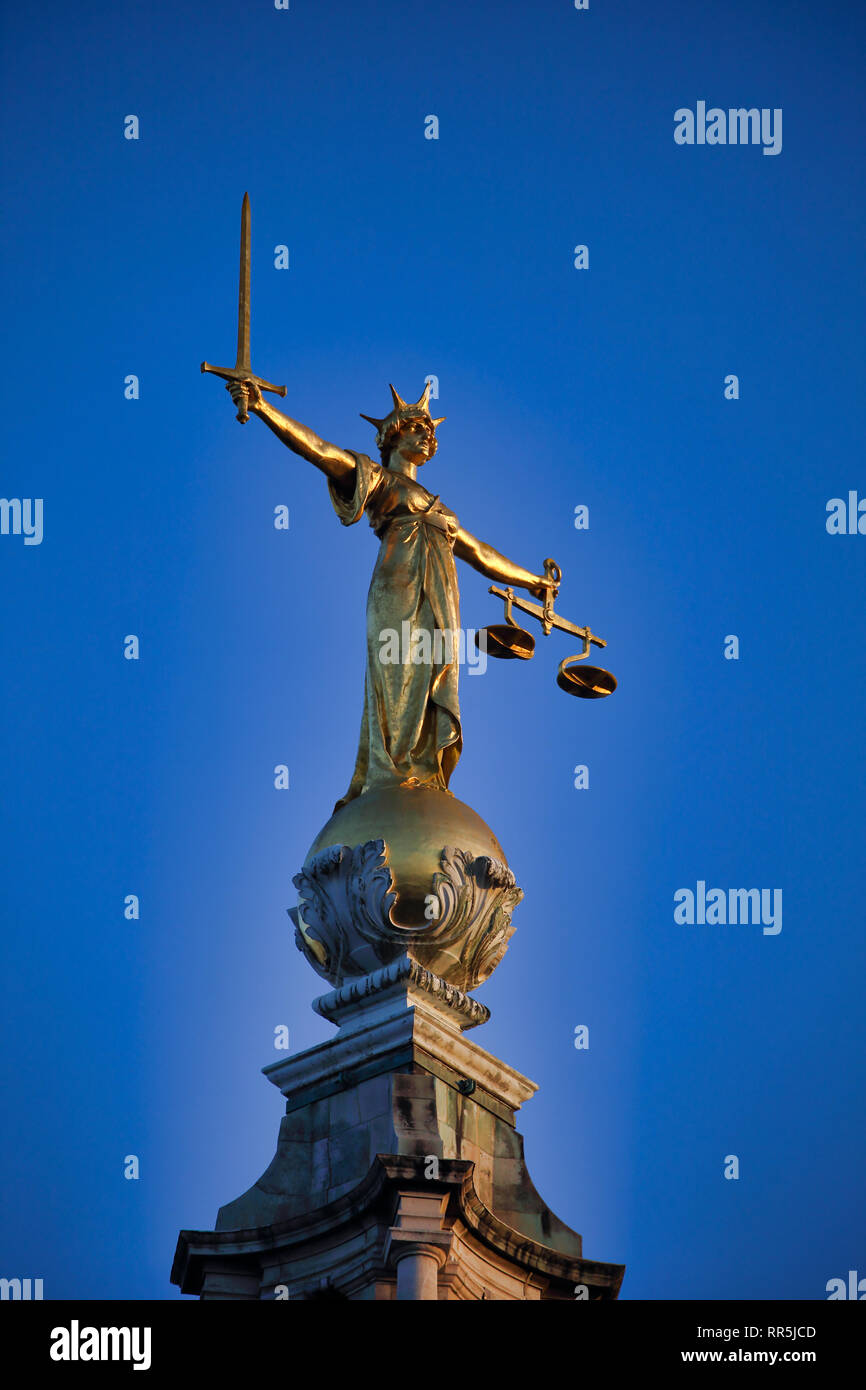 Zentralen Strafgerichtshof, Old Bailey, City of London, London, England, Großbritannien Stockfoto