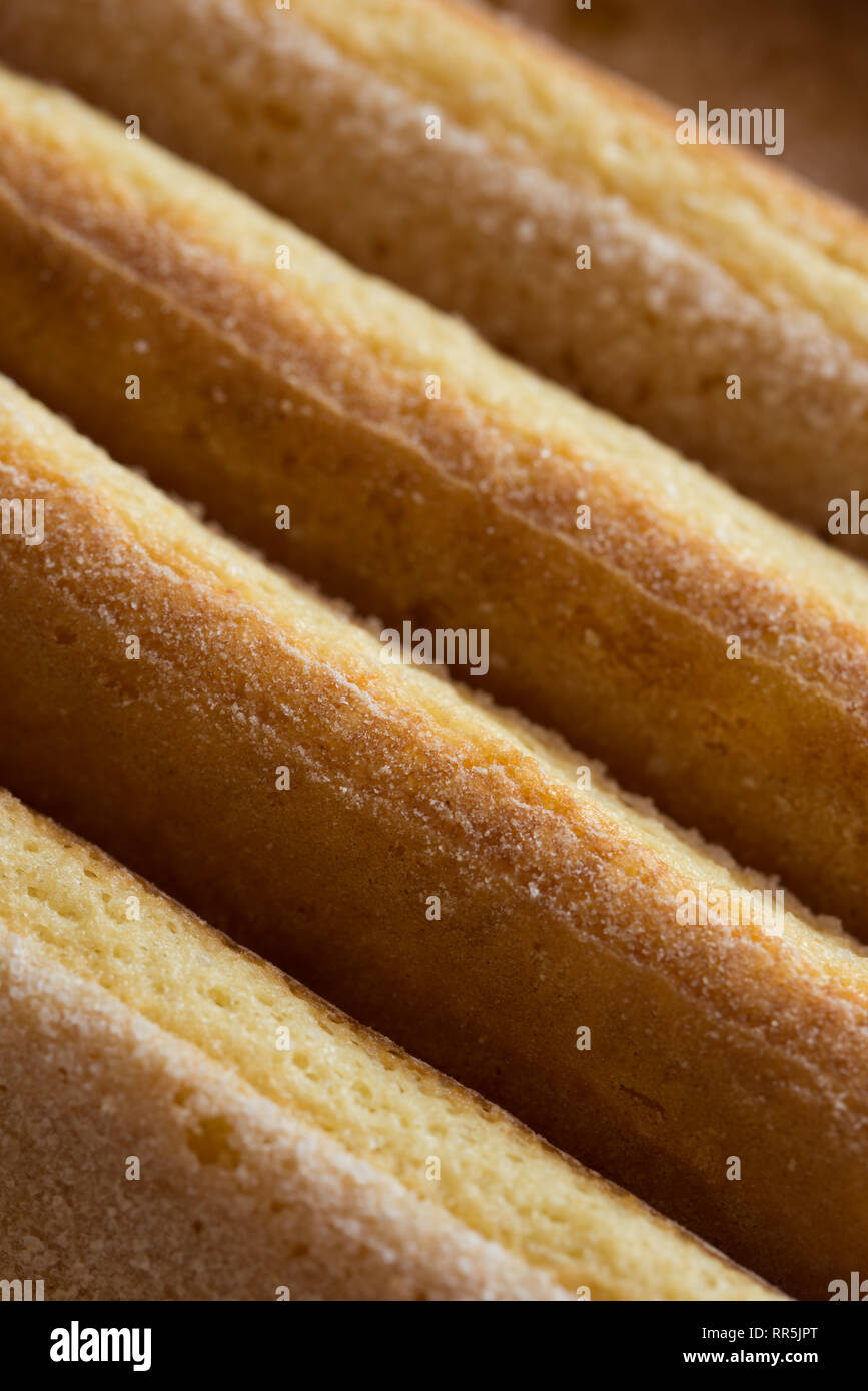 Italienische savoiardi Kekse finger Kekse für Tiramisu Makro Stockfoto