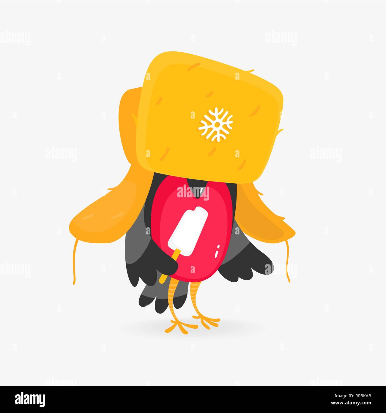 Dompfaff hat Eis Cartoon Stil Stock Vektor