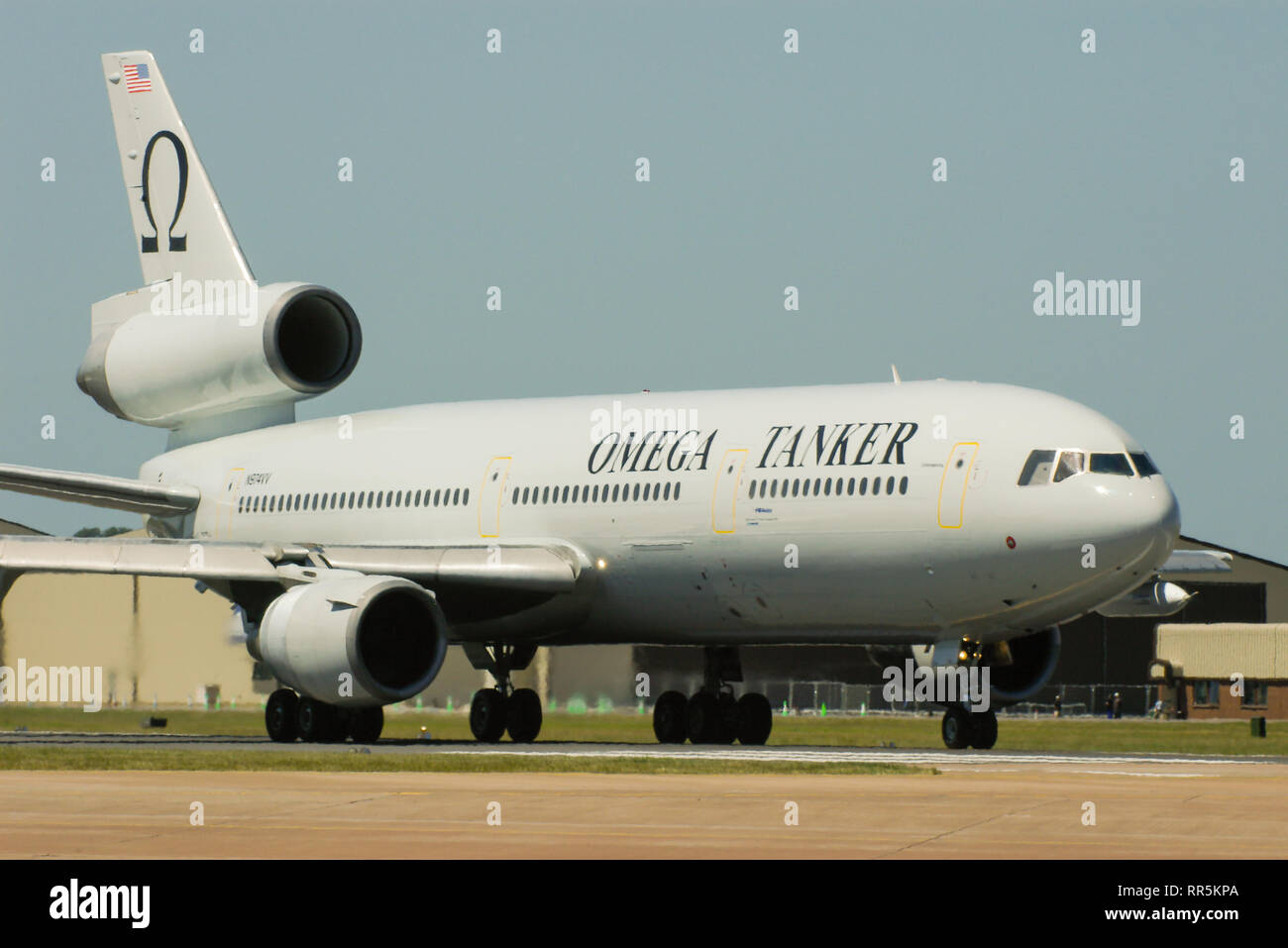 Omega Tanker McDonnell Douglas DC-10-Jet-Flugzeug. Omega Air Betankung ist ein Unternehmen, das Luftbetankungsdienste für militärische Einheiten anbietet Stockfoto