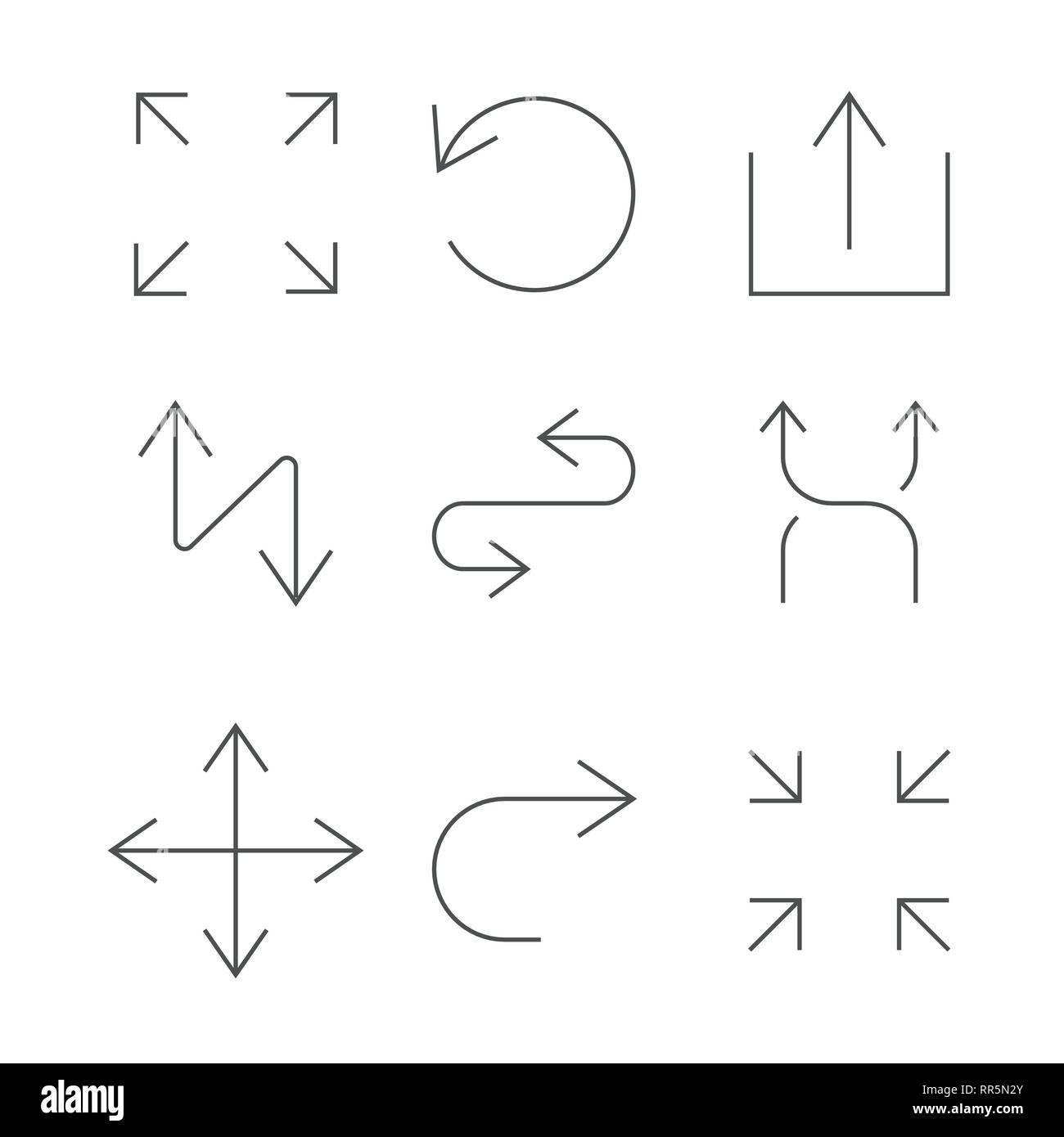 Pfeile gesetzt. Pfeil für die Website und App. Editierbare Schlaganfall. EPS 10. Stock Vektor