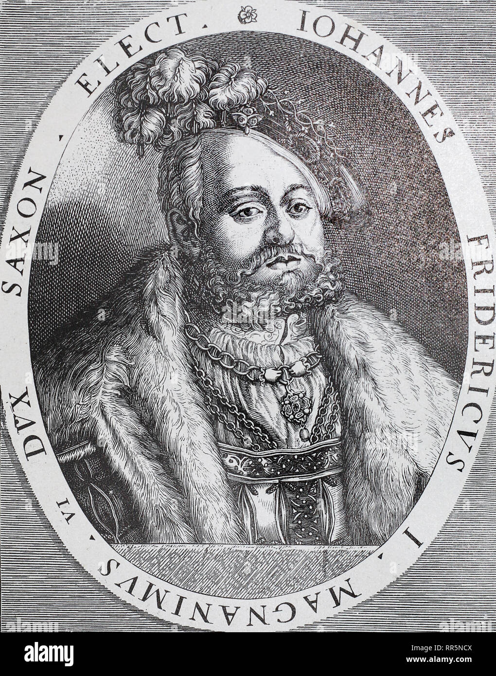 Kurfürst von Sachsen Johann-Friedrich des Großmütigen. Mittelalterlichen Gravur. Stockfoto