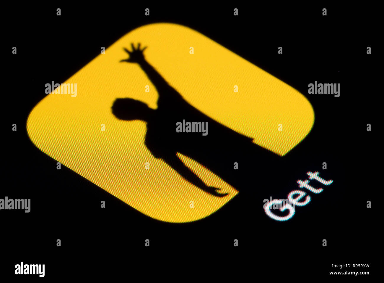 Eine Nahaufnahme des Gett app Symbol, wie auf dem Bildschirm eines Smartphones (nur redaktionelle Nutzung) Stockfoto
