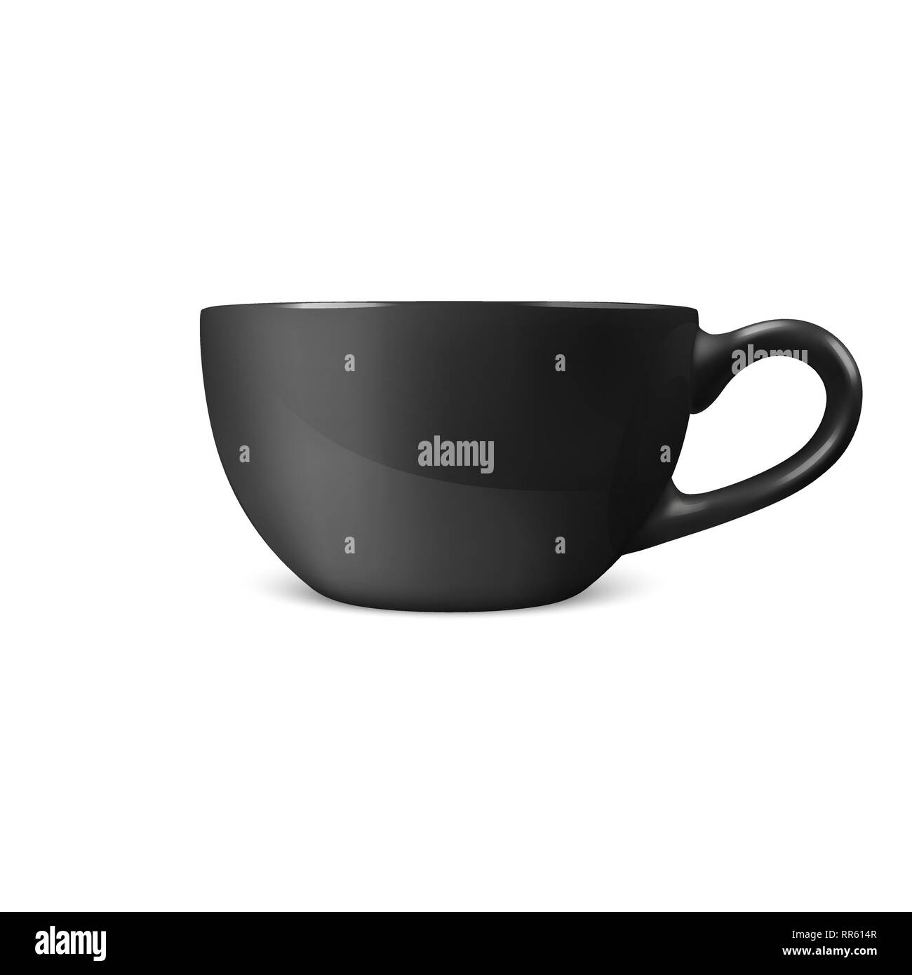 Realistische Vector3d Glänzend leeren schwarzen Kaffee Tee Tasse, Becher Symbol Closeup isoliert auf weißem Hintergrund. Design Template aus Porzellan Tasse oder Becher für Stock Vektor