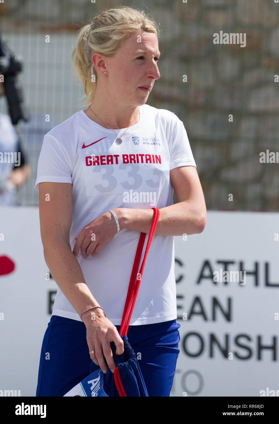 Georgie Hermitage (GBR) bereitet sich für ein Rennen in der Grosseto IPC Europäischen Leichtathletik WM 2016 Stockfoto