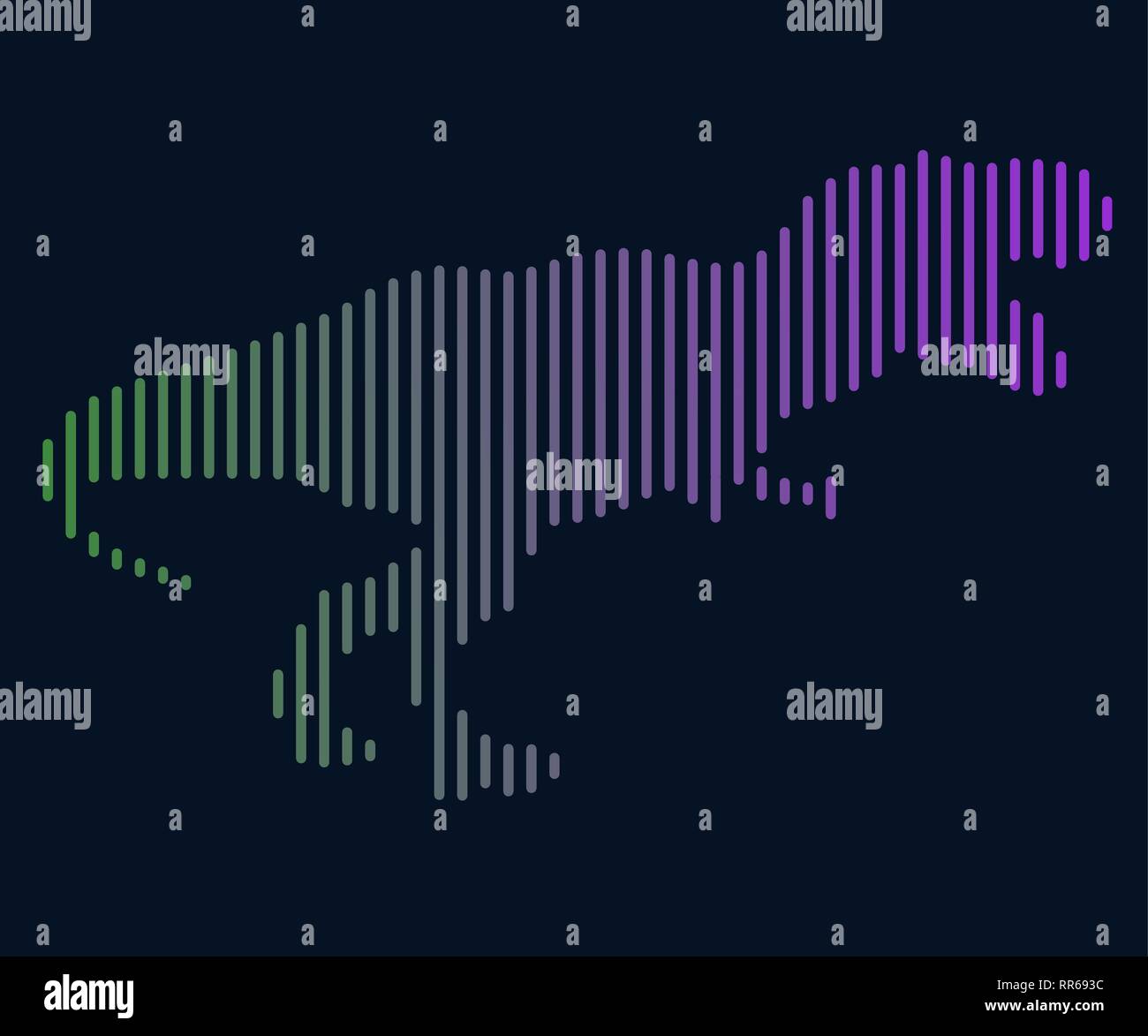 Die lineare Abbildung: ein Dinosaurier. Logo Stock Vektor