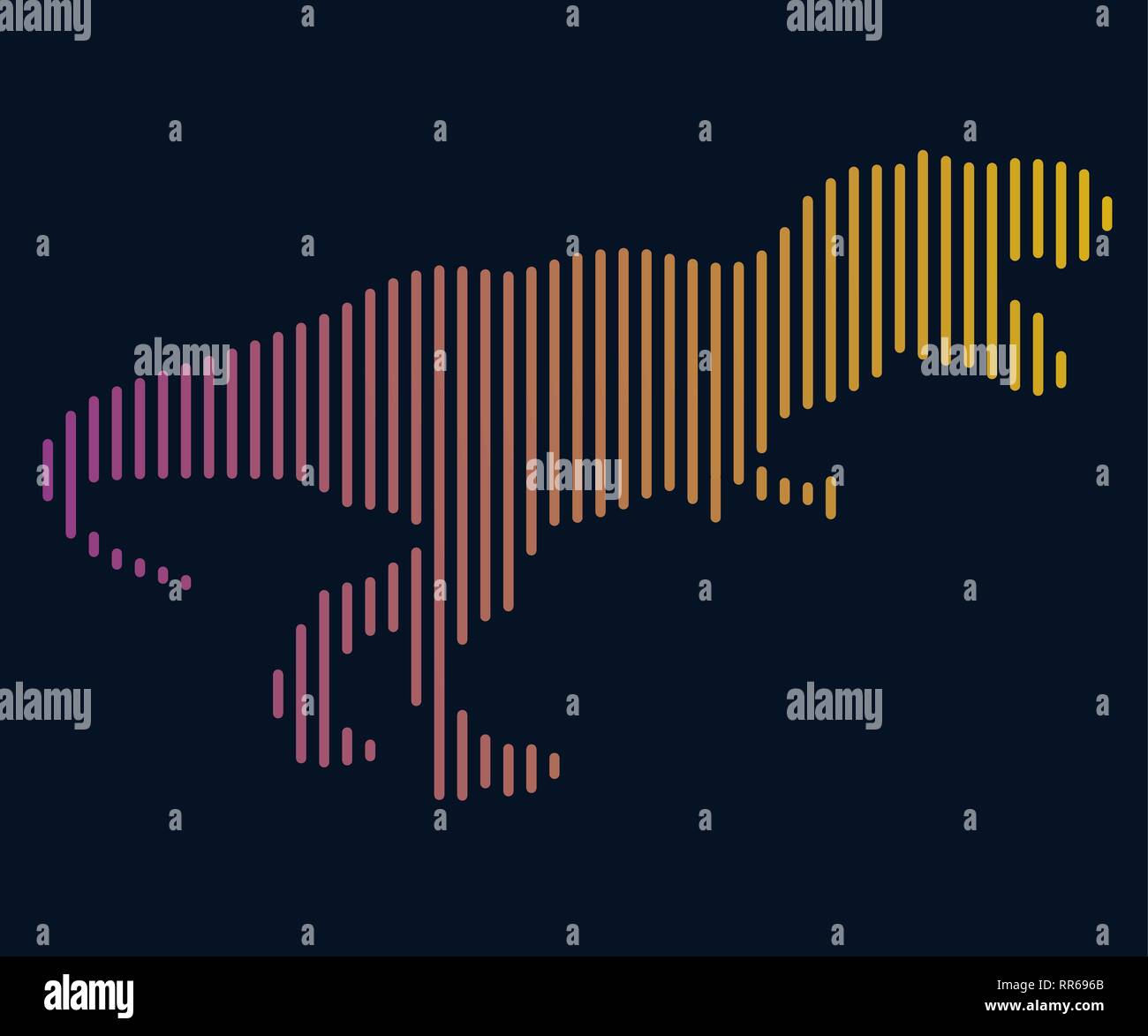 Die lineare Abbildung: ein Dinosaurier. Logo Stock Vektor