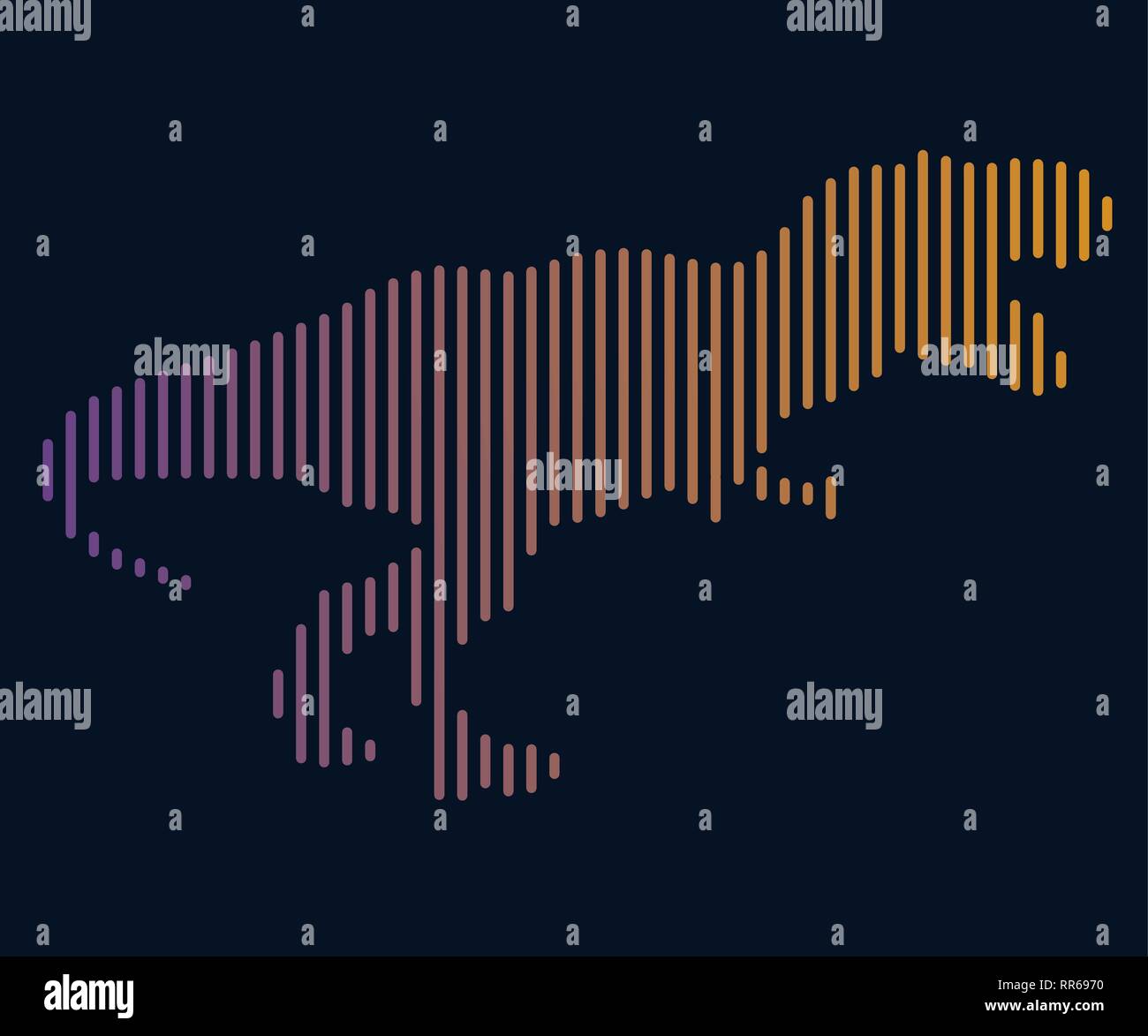Die lineare Abbildung: ein Dinosaurier. Logo Stock Vektor