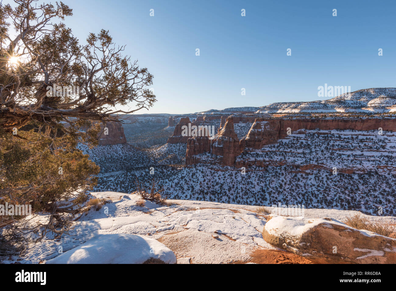 Colorado Nation Monument im Winter Sonnenaufgang Stockfoto