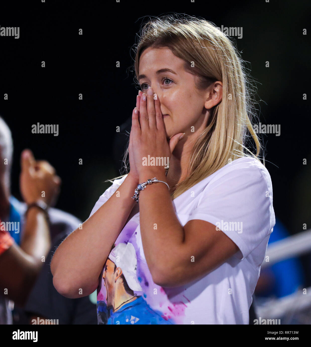 Delray Beach Florida Usa 24 Feb 2019 Radu Albot S Freundin Doina Chiorescu Albots Reagiert Wahrend Der