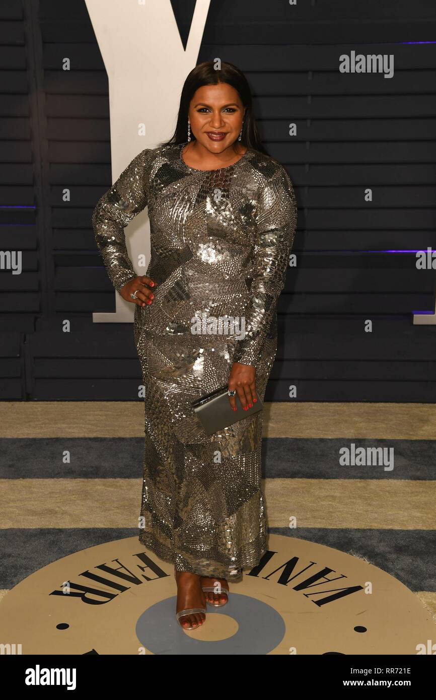 Los Angeles, USA. 24 Feb, 2019. LOS ANGELES, Ca - 24. Februar: Mindy Kaling am Vanity Fair Oscar Partei am 24. Februar 2019 in Los Angeles, Kalifornien. Foto: imageSPACE Credit: Imagespace/Alamy leben Nachrichten Stockfoto