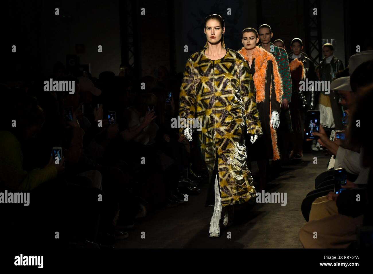 Mailand, Italien. 24 Feb, 2019. 2020. Atsushi Nakashima Fashion Show im Foto: Modell Credit: Unabhängige Fotoagentur/Alamy leben Nachrichten Stockfoto