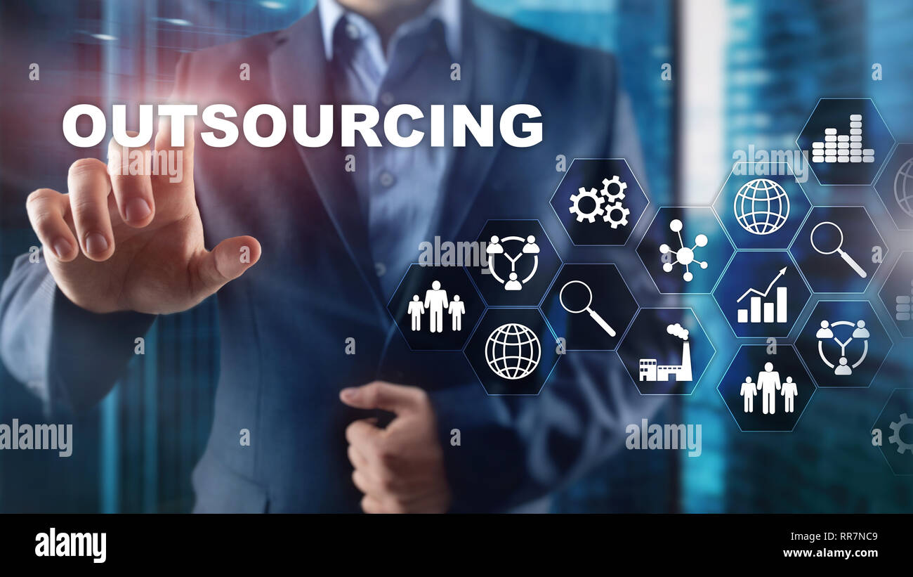Outsourcing Human Resources. Global Business Industrie Konzept. Freiberufliche Auslagern internationale Partnerschaft Stockfoto