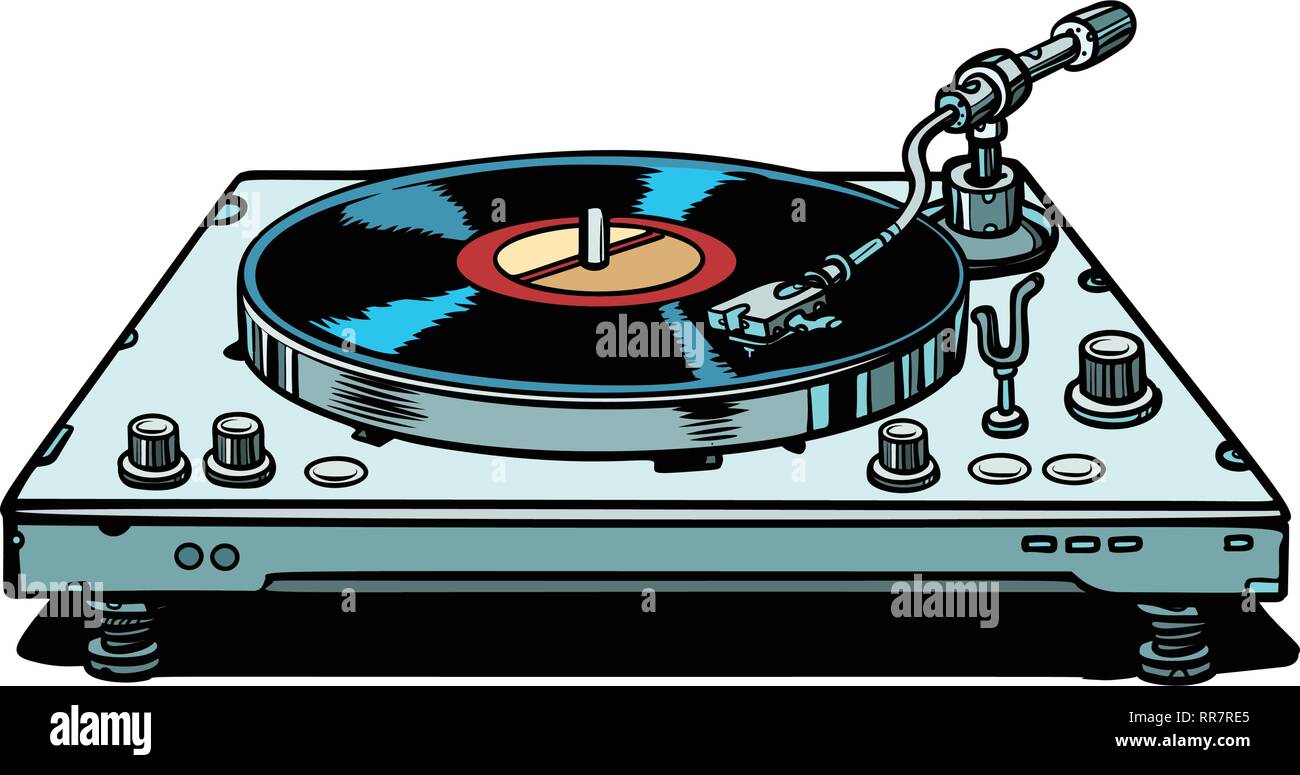 Vinyl Record Player. Isolieren auf weißem Hintergrund Pop Art retro Vektor illustration Vintage kitsch Stock Vektor