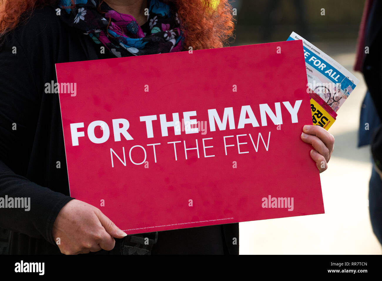Britische Labour Party Banner und Slogans. Stockfoto