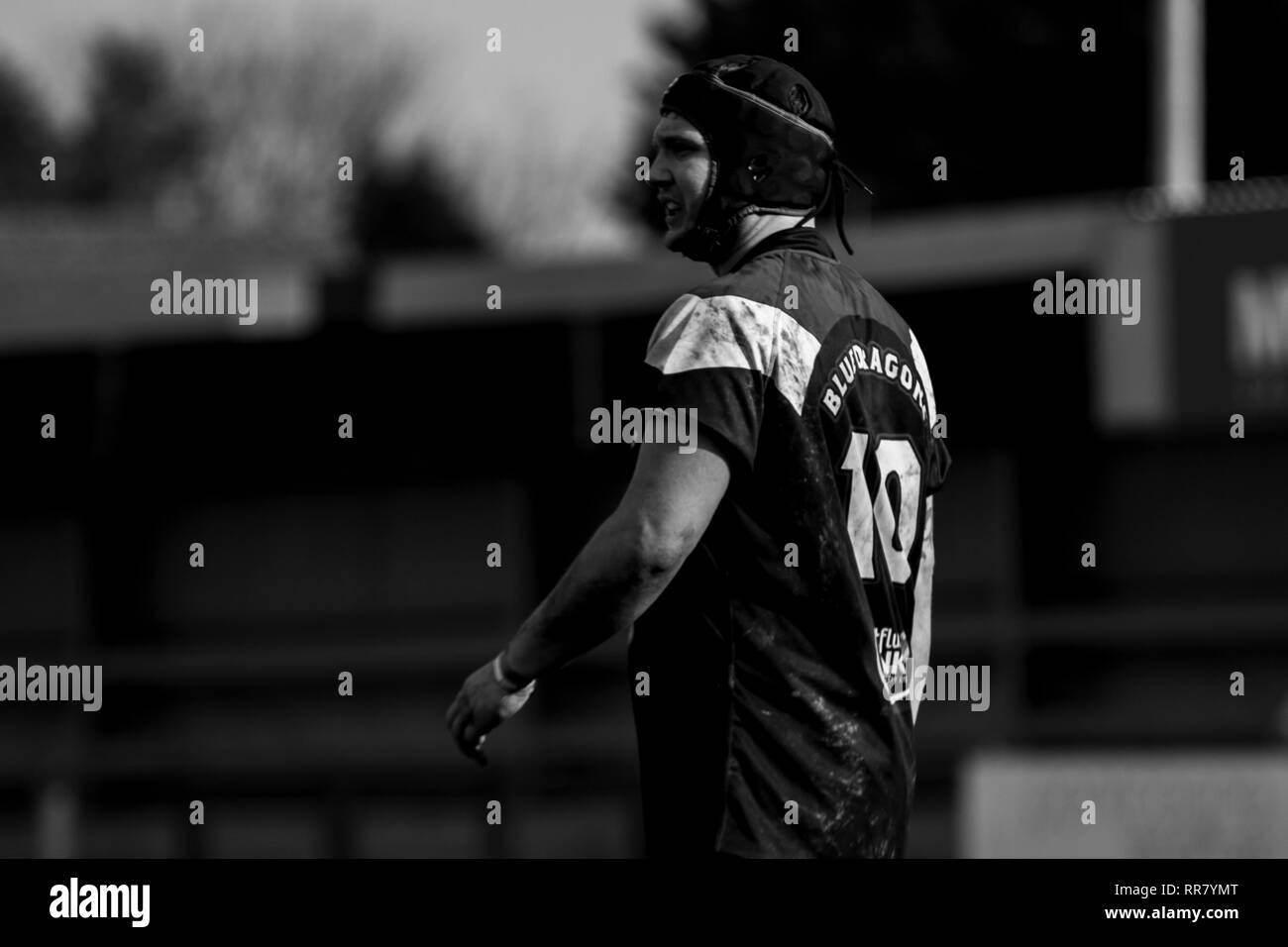 Cardiff blauen Drachen eine Entwicklung West Wales Räuber XIII in einem Freundschaftsspiel in Glamorgan Wanderers. Quelle: Lewis Mitchell. Stockfoto