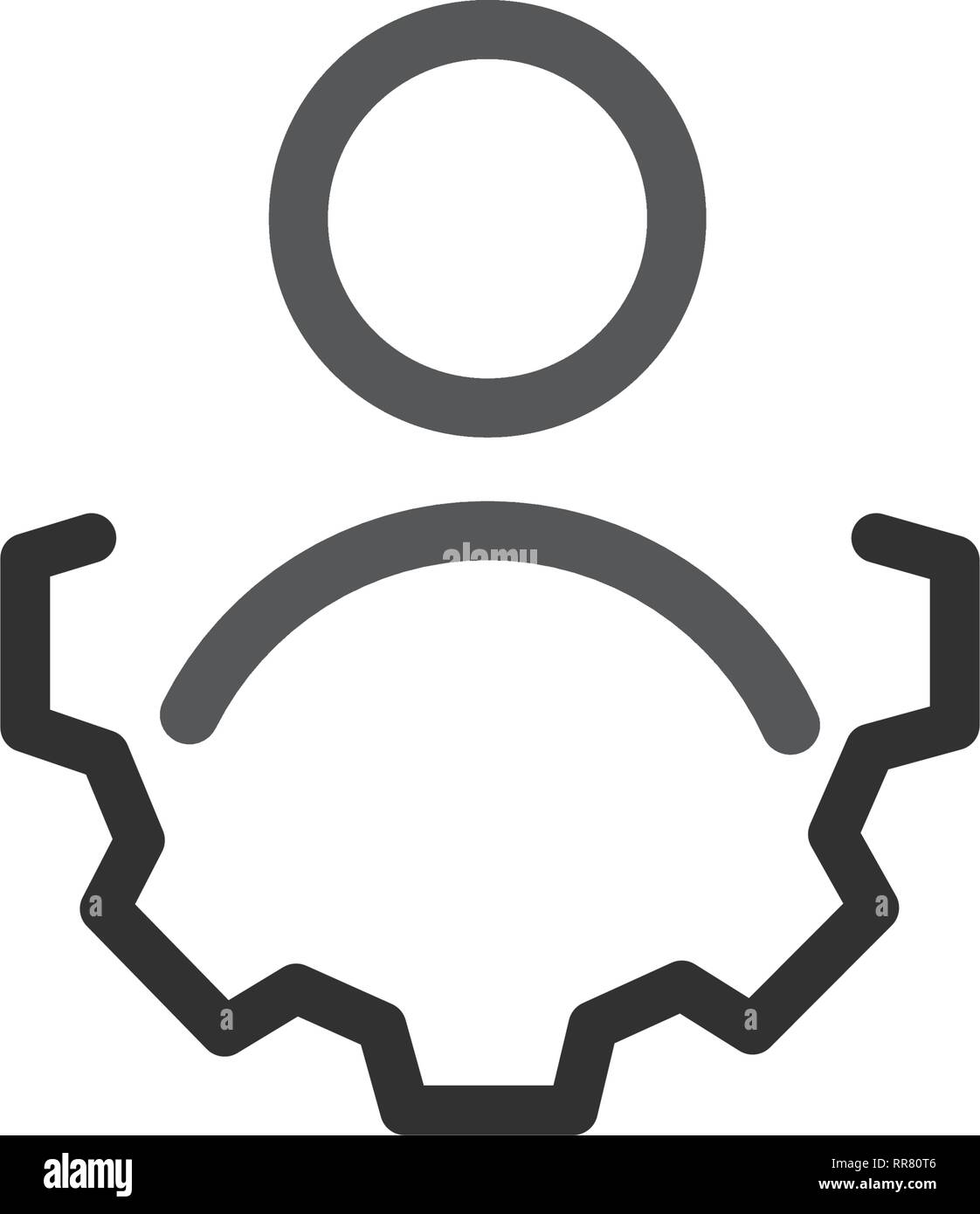 Konto Einstellungen Symbol. Benutzer mit Zahnrad Symbol Leitung, umriss Vektor logo Illustration, lineare Piktogramm Stock Vektor