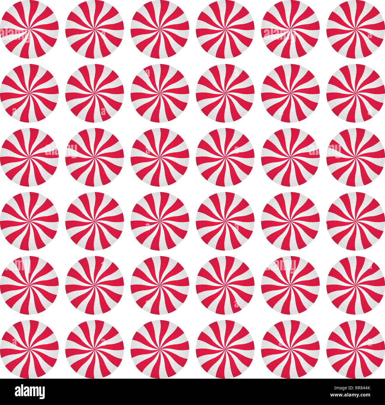 Pfefferminze sahne Bonbons Hintergrund. Spirale Rot und Weiß wiederholt. Sweet Shop Design. Vector Illustration. Stock Vektor