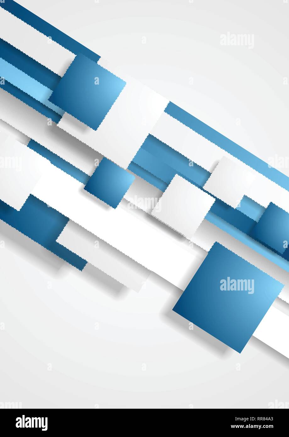 Blau und Weiß abstract tech Quadrate Konzept vector Hintergrund Stock Vektor