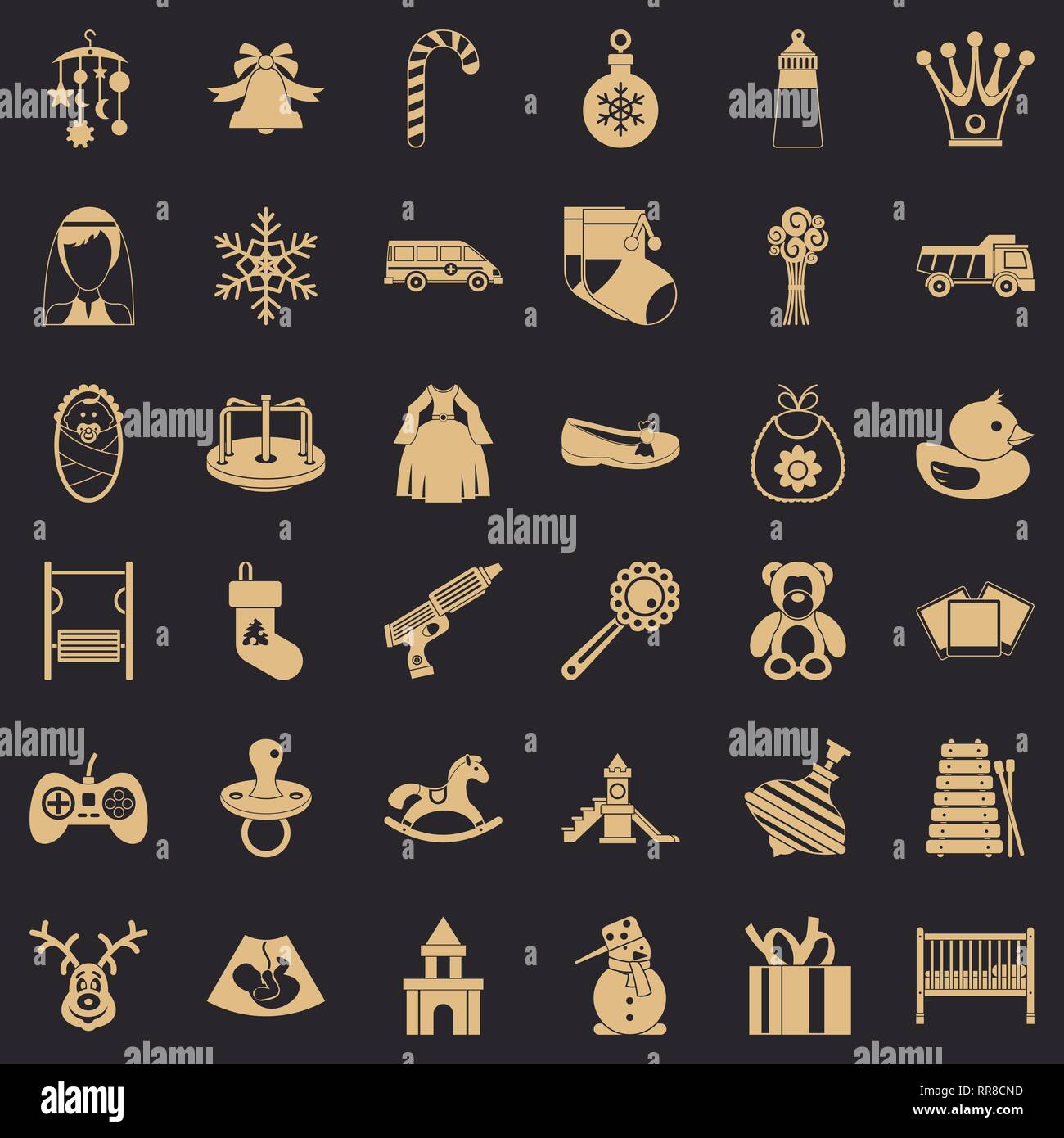 Neugeborenen Icons Set, einfachen Stil Stock Vektor