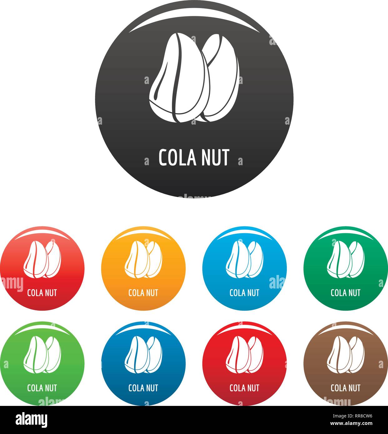 Cola Mutter Icons Set 9 Farbe Vektor isoliert auf Weiss für jedes Design Stock Vektor