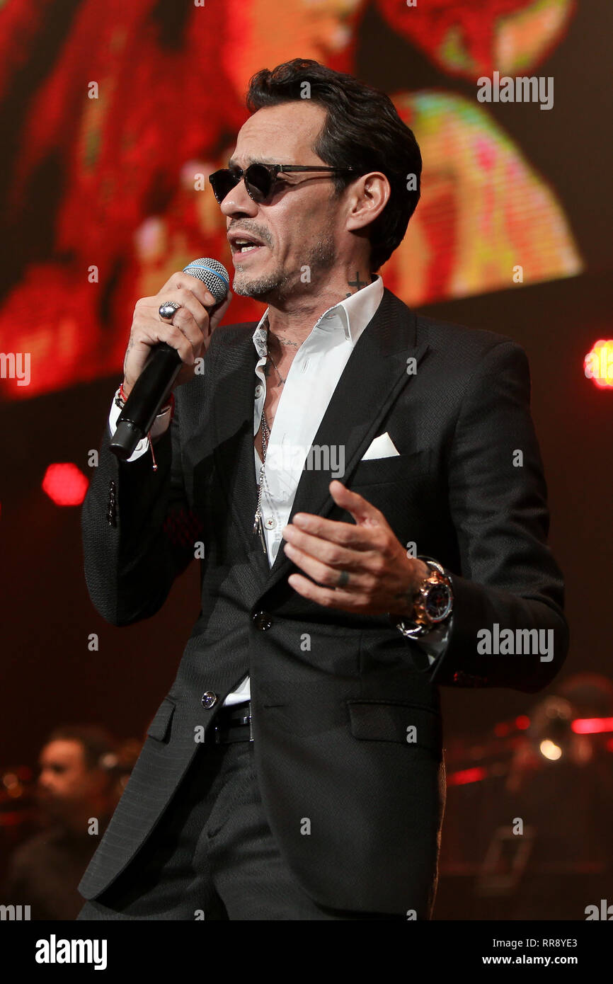 UNIONDALE, NY-FEB 23: Sänger Marc Anthony führt im Konzert an nycb Live am 23. Februar 2019 in Uniondale, New York. Stockfoto