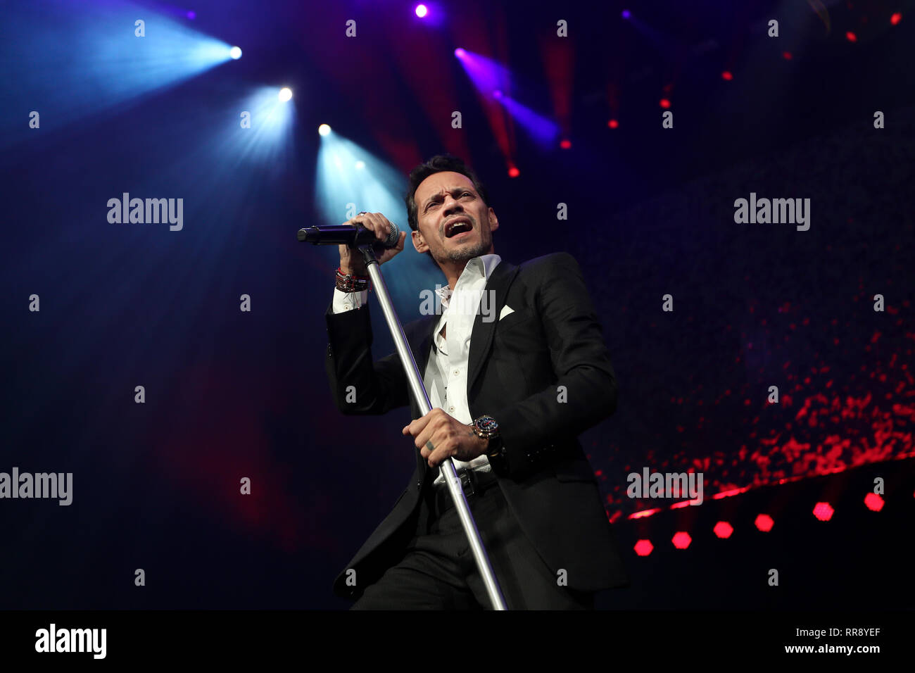 UNIONDALE, NY-FEB 23: Sänger Marc Anthony führt im Konzert an nycb Live am 23. Februar 2019 in Uniondale, New York. Stockfoto