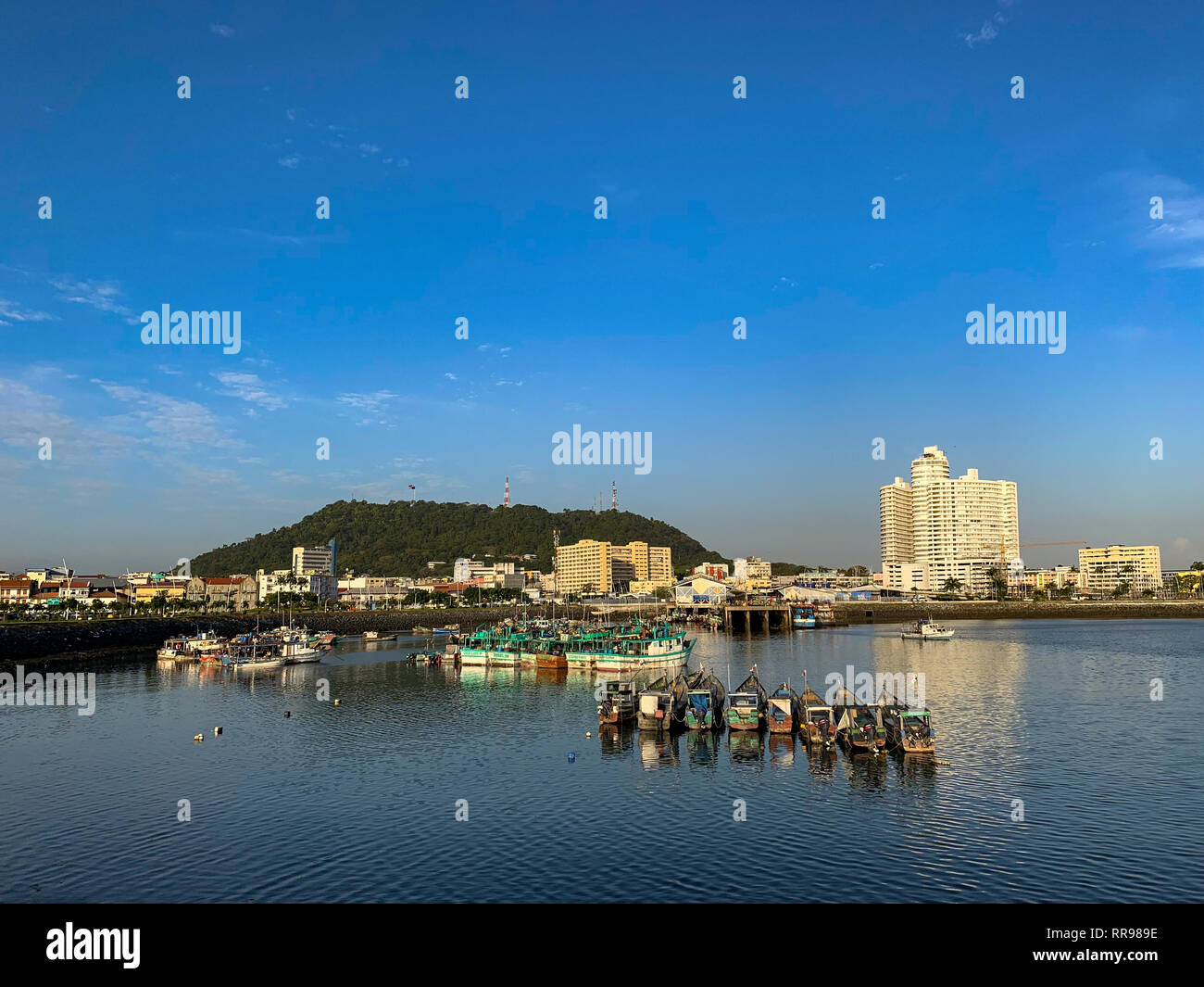 Panama City Altstadt Skyline, Fischerboote, Panama, Mittelamerika Stockfoto