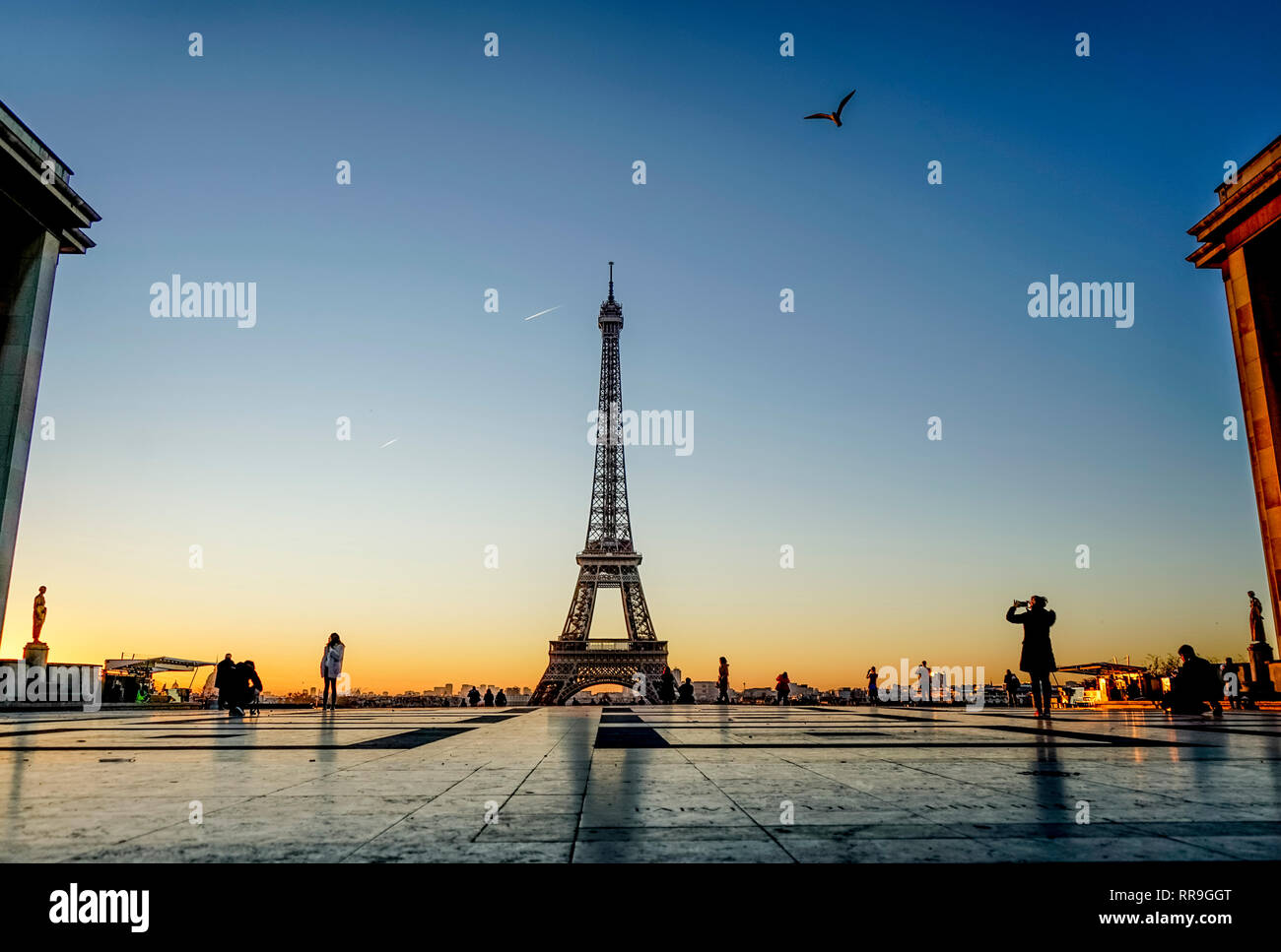 Sonnenaufgang am Eiffelturm Stockfoto