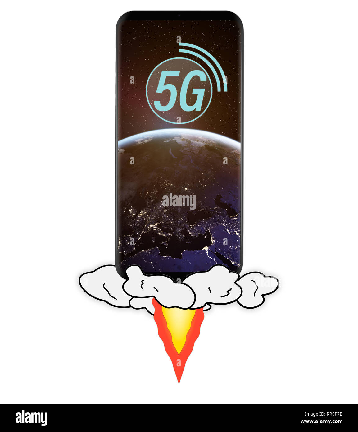 Hand, 5g-Smartphone Stockfoto