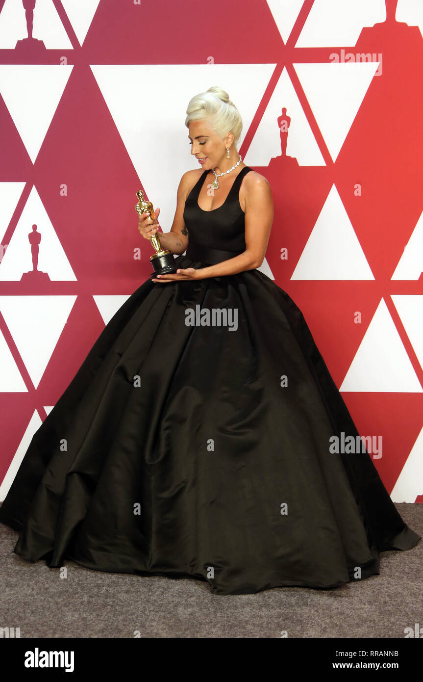 HOLLYWOOD, Kalifornien - 24. Februar: Lady Gaga, auf der 91. jährlichen Academy Awards Presse in Hollywood und Highland am 24. Februar 2019 in Hollywood, Kalifornien. Credit: Faye Sadou/MediaPunch Stockfoto