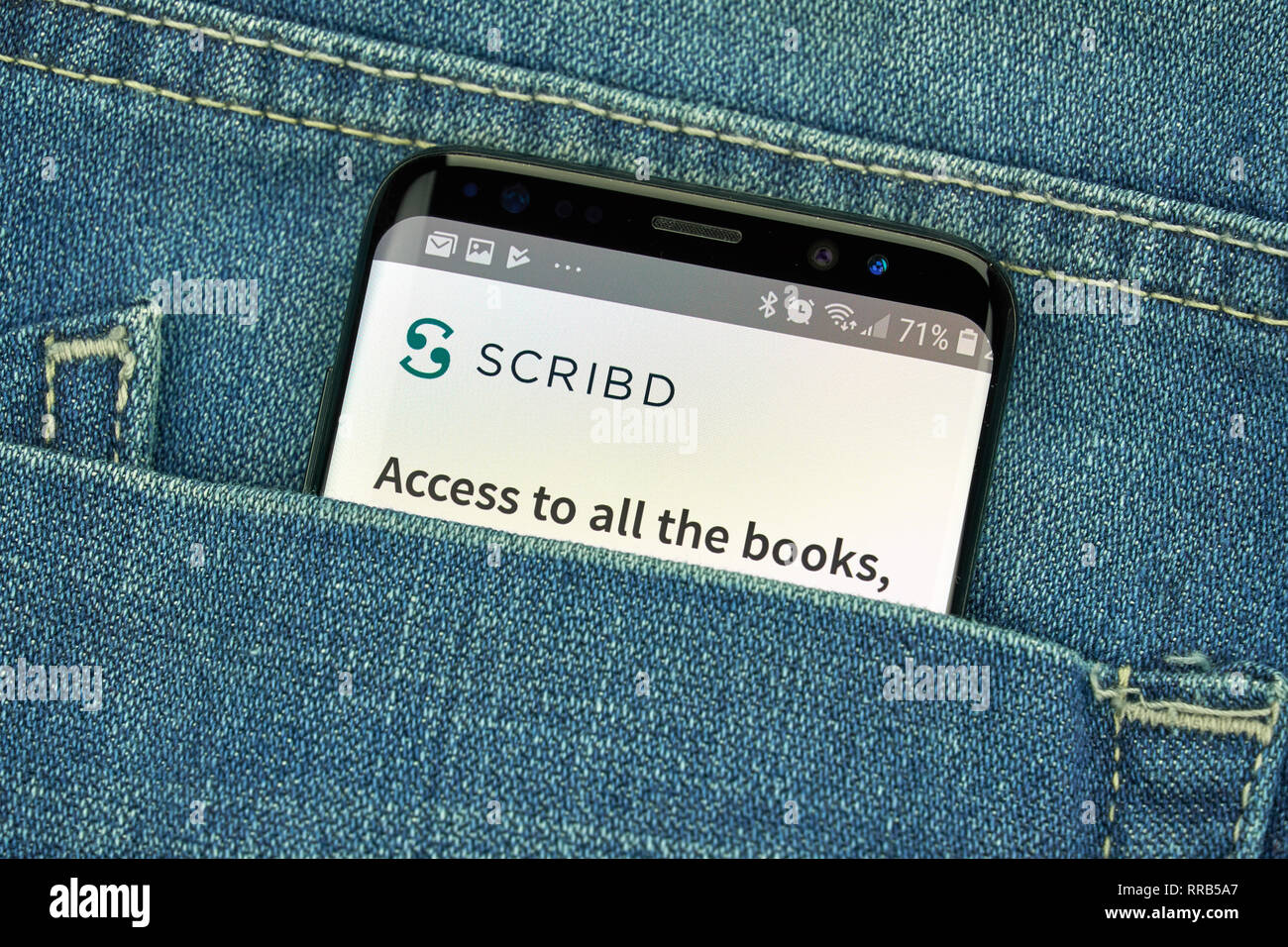 MONTREAL, KANADA - Dezember 23, 2018: Scribd android app auf Samsung S8-Bildschirm. Scribd ist digitale Plattform, ebook und Hörbuch Subskription Dienstleistungen i Stockfoto