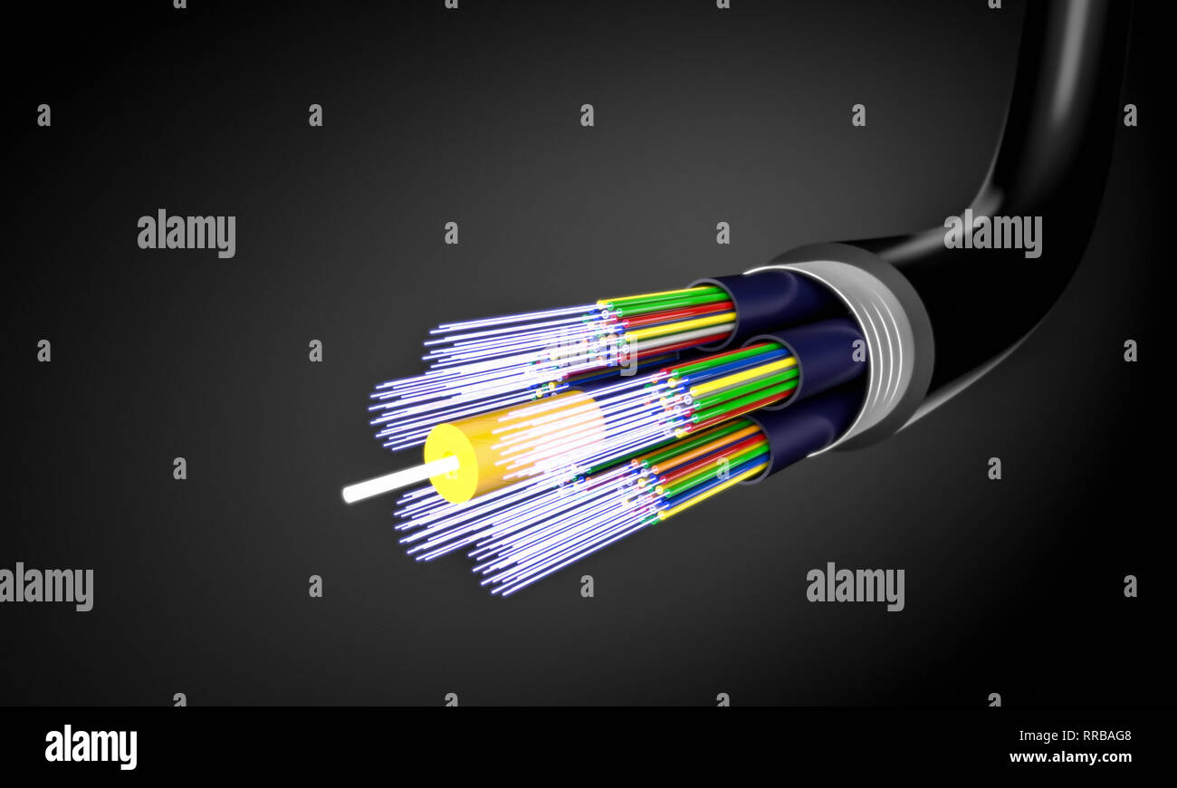 Lwl-Kabel Hintergrund 3D Rendering image Stockfoto