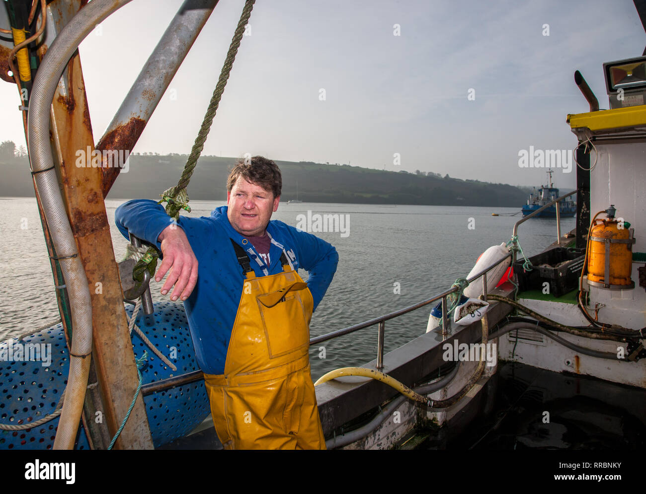 Kinsale, Cork, Irland. 25. Februar, 2019. David Horgan, Kapitän des Fischerboot Alice wieder vor der überschrift zu den Fanggründen zu che Stockfoto