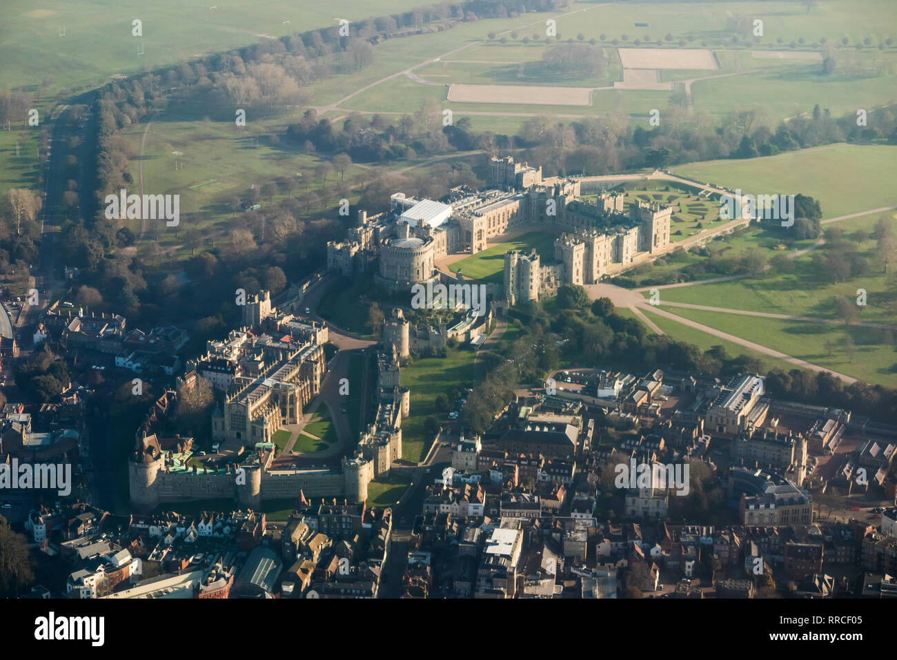 Luftaufnahme von Schloss Windsor, London, UK Stockfoto