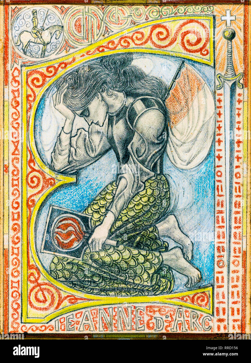 Jeanne d'Arc, 1898 Zeichnung von Jan Toorop Stockfoto