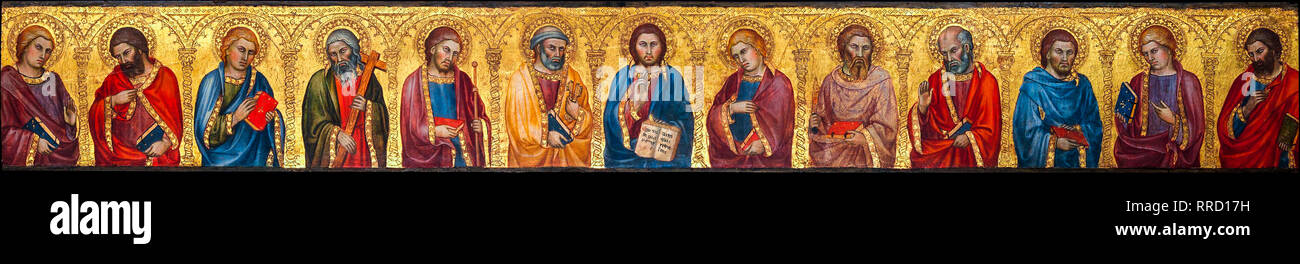 Christus und die zwölf Apostel, Taddeo di Bartolo, um 1400, Malerei Stockfoto