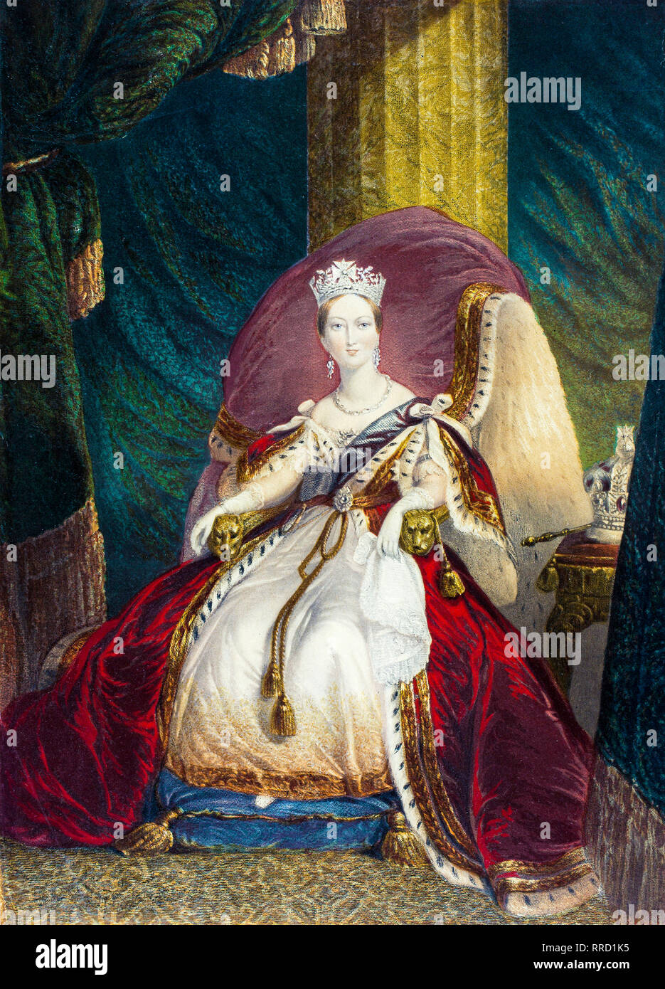 Königin Victoria, coronation Porträt, George Baxter C. 1859 Stockfoto