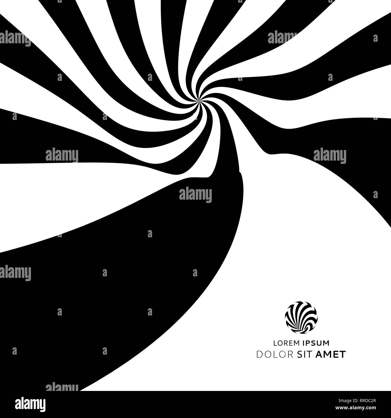 Hypnotische Spirale Hintergrund. Muster mit optischen Täuschung. Schwarz-weiß Design. Gestreiften Hintergrund. Vector Illustration. Stock Vektor
