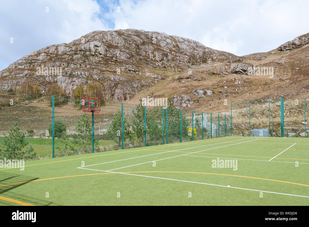 Alle wetter Sportplatz in Shieldaig,, Wester Ross, Northwest Highlands, Schottland, Großbritannien Stockfoto