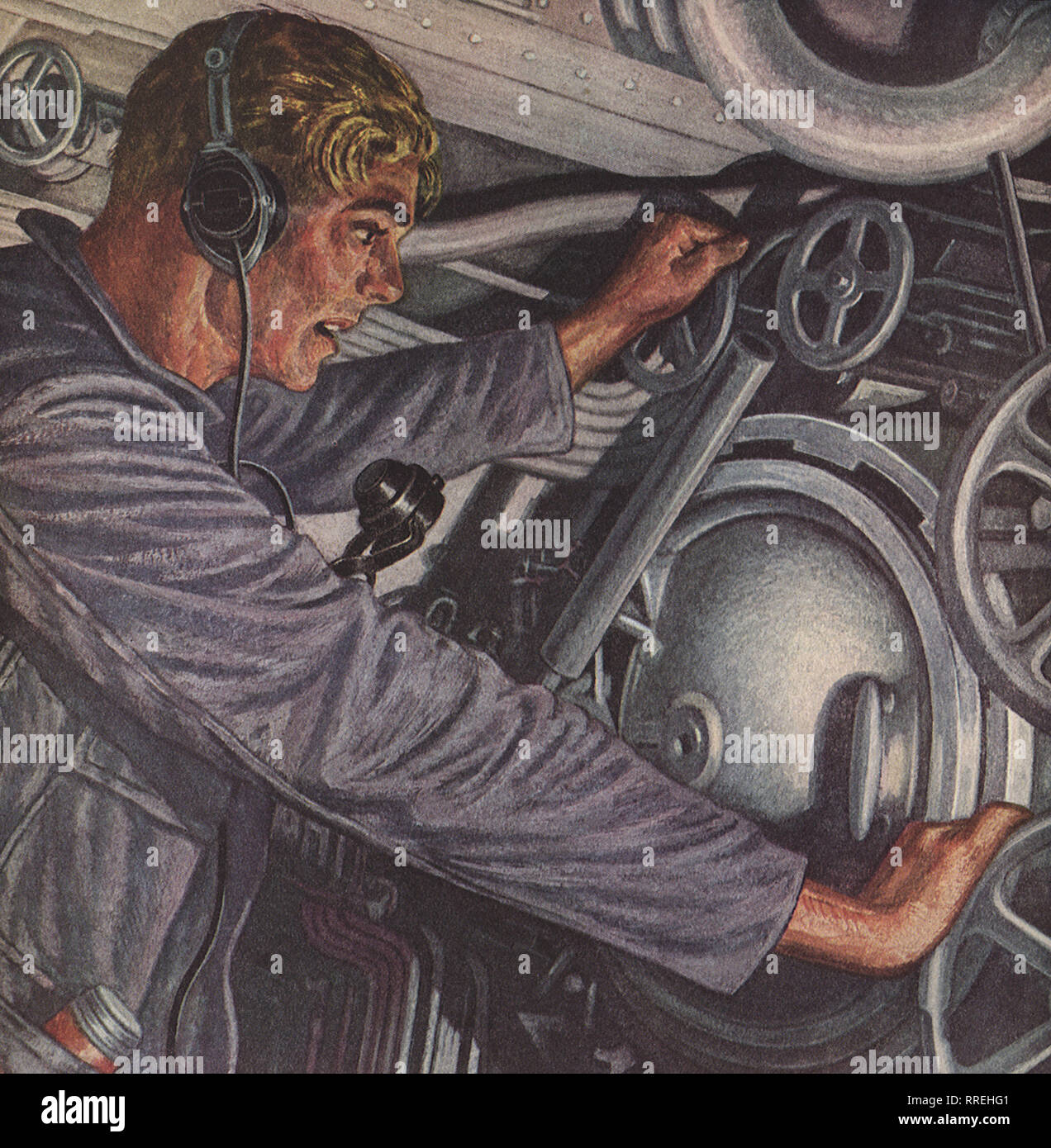 Torpedoman auf U-Boot. Stockfoto